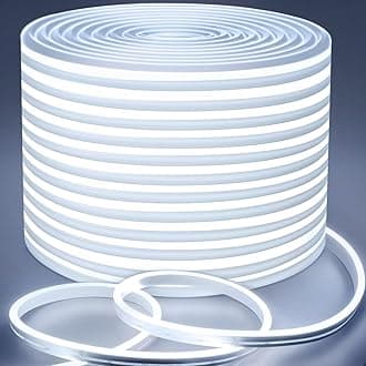 Lamomo Outdoor LED Strip Light 30m,6000K Dimmable LED Neon Rope Light Strips,24V Waterproof Silicone Flexible White Strip Lights for Kitchen Bedroom Garden Outdoor Indoor DIY Decoration [Energy Class D]