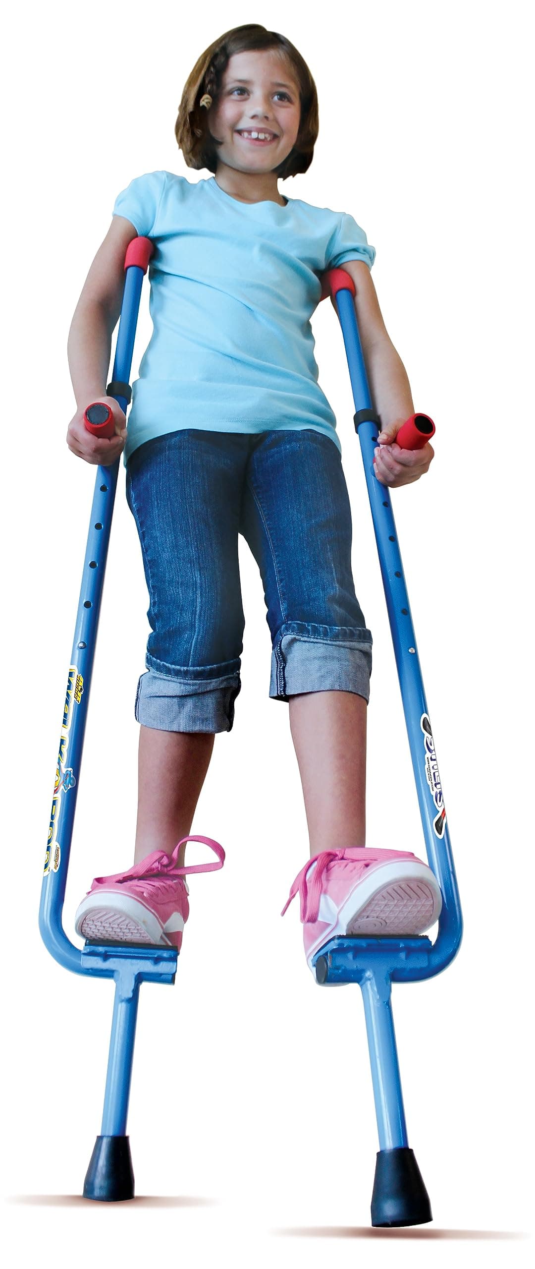 Geospace Original Walkaroo Durable Steel Stilts with Ergonomic Design for Easy Balance Walking & Active Play for Adults and Kids up to 220 lbs (Blue)