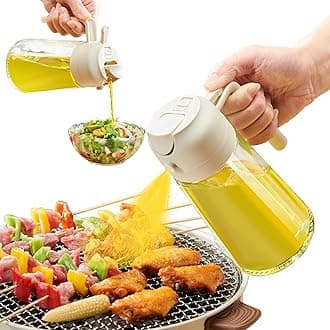 PARACITY Olive Oil Dispenser Bottle for Kitchen, 2 in 1 Oil Sprayer for Cooking, 17OZ Food-Grade Oil Bottles for Kitchen, Air Fryer,Salad, BBQ(White)