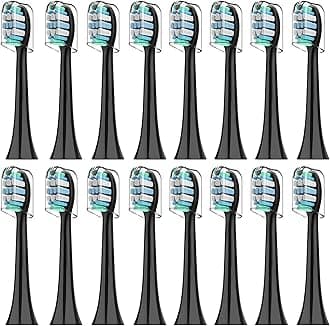 16 Replacement Toothbrush Heads Compatible with Philips Sonicare Toothbrush, 7900 3100 4300 5500 Plaque Defence Brush Head with Densely Clustered Bristles - Standard Sonic Brush Heads - Black
