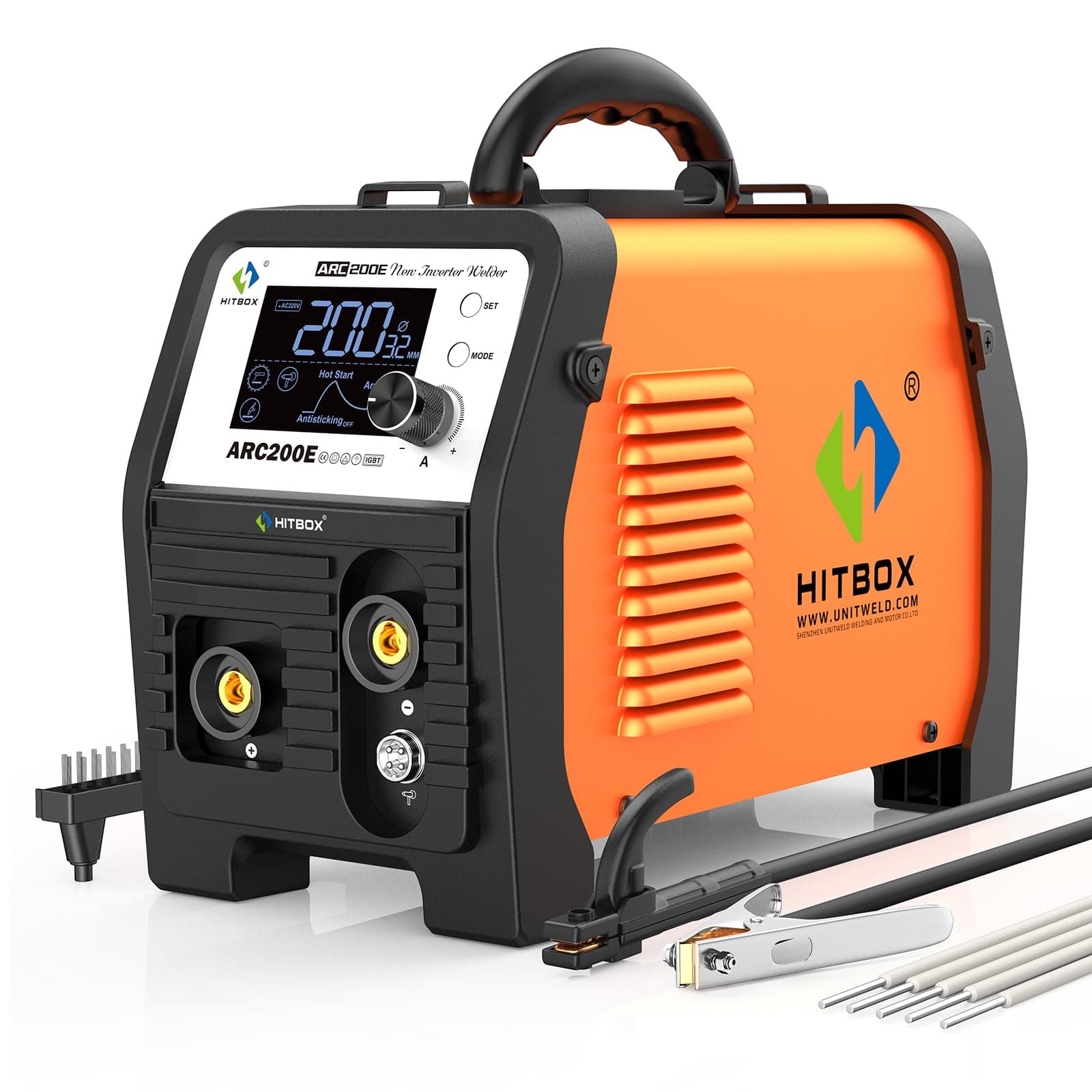 HITBOX 200A Stick Welder, 81V High No Load Voltage ARC/Lift TIG/Spool Gun Flux Core MIG Welding Machine with Synergic Control, IGBT Inverter 110V/220V MMA Welder Machine with TFT-LCD Large Display
