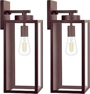 Large Size Outdoor Wall Light Fixtures, Exterior Lighting Fixtures Porch Sconces Wall Mounted, Waterproof Brown Outdoor Wall Lanterns Lamps, Outside Lights for House Patio Front Door Entryway, 2-Pack