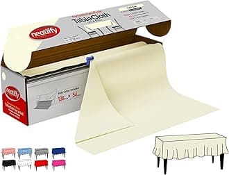 Neatiffy Disposable Plastic Table Cloth Roll | 54 in x 108 Ft Waterproof Tablecloth | Table Cover for Rectangle, Square, Round Oval Tables | Picnic, Party, Banquet, Birthdays, Weddings - Ivory