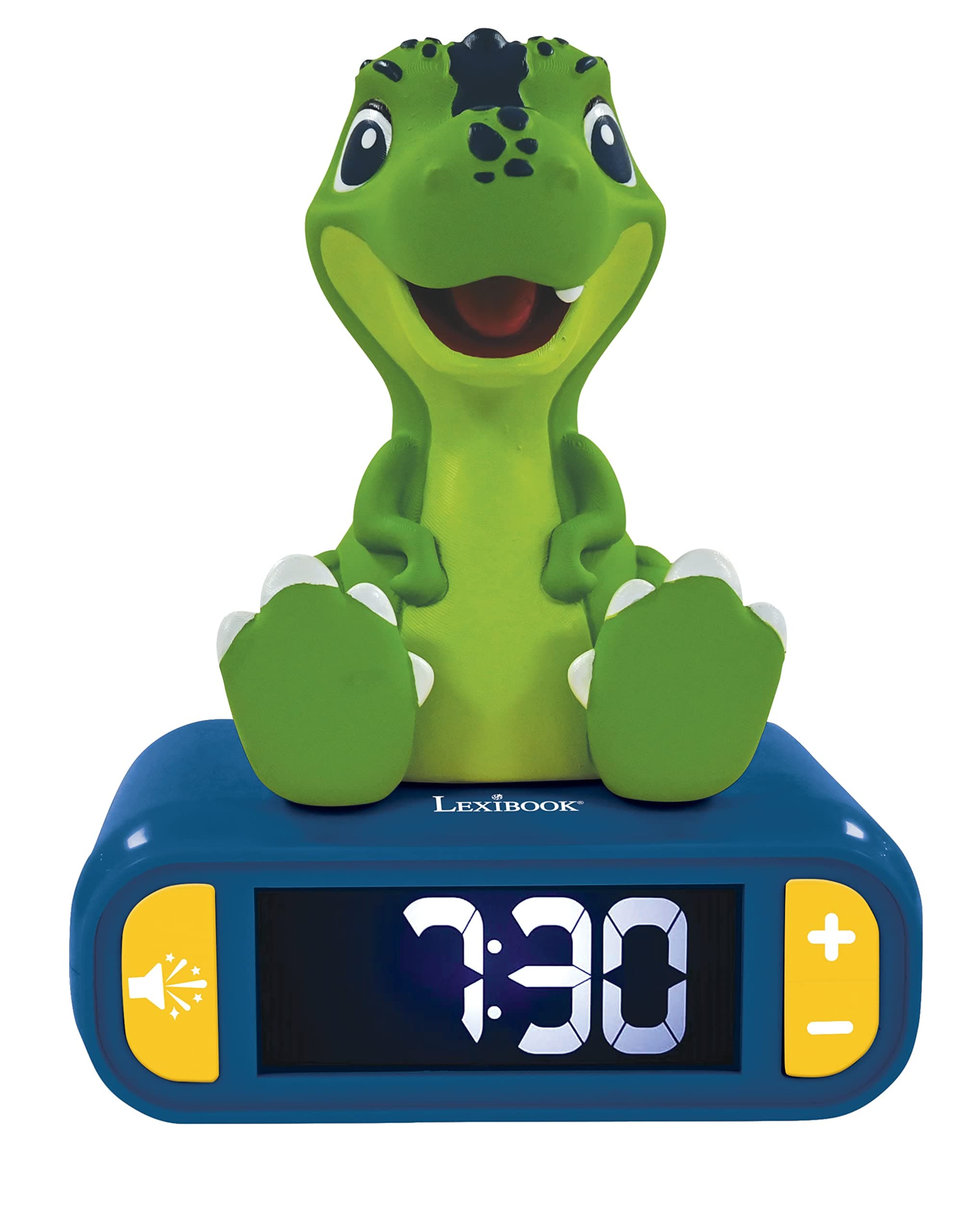 Dinosaur, Nightlight alarm clock, Sounds and Melodies, LCD Backlit screen, Luminous, Snooze, Blue/Green, RL800DINO