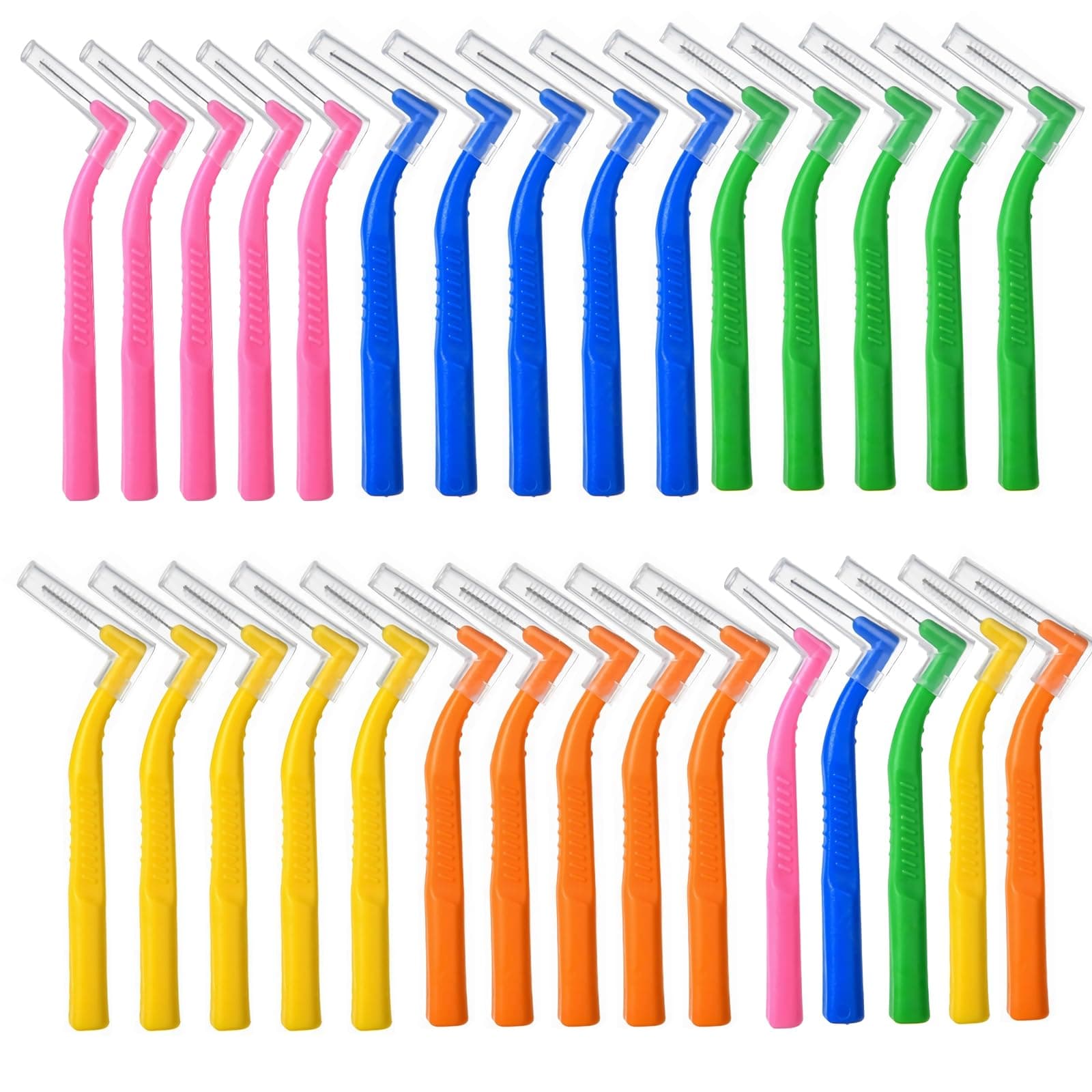 30 Pcs Interdental Brushes Angle, Braces Brush, Dental Floss Brush for Teeth Cleaning, Brushes Dental