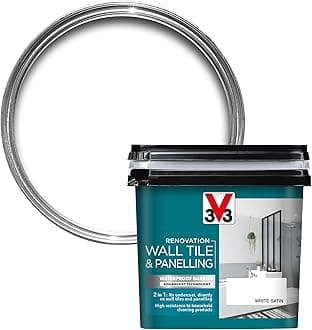 V33 Renovation Wall Tile & Panelling Paint - No Undercoat Needed - For High Moisture Surfaces - Resistant To Temperature Variations - White 750ml