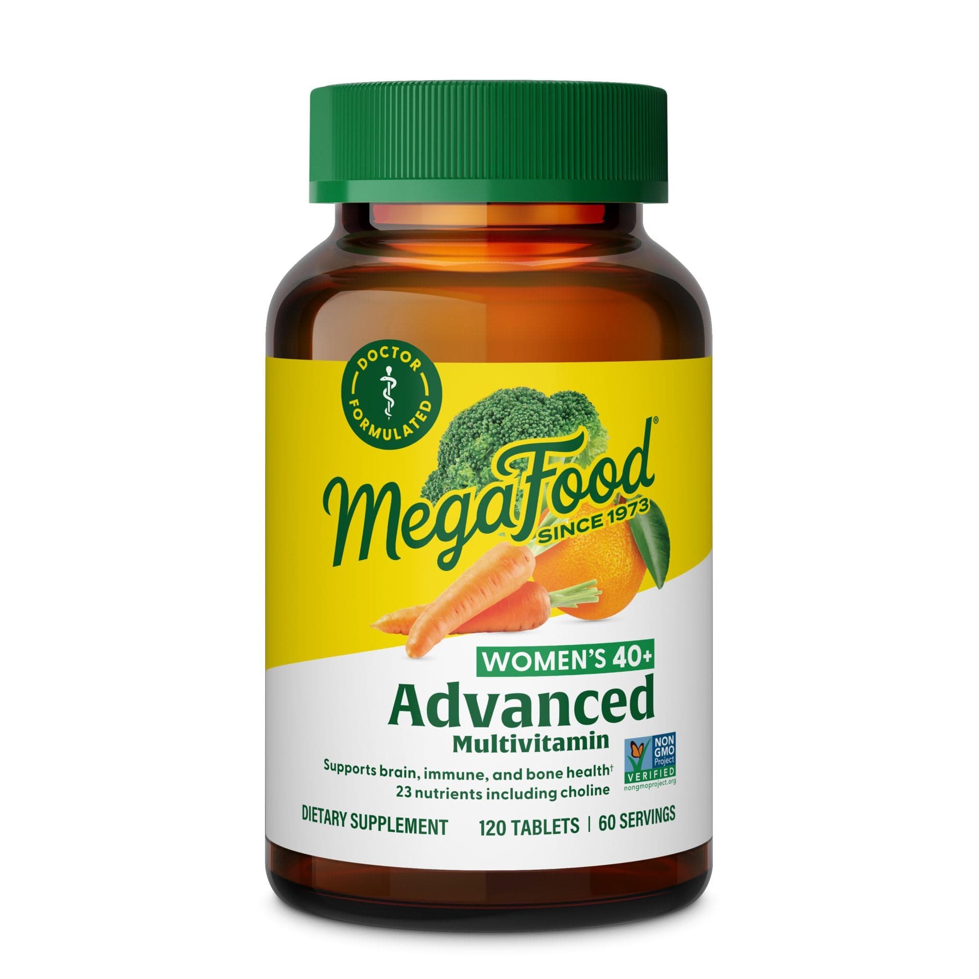 MegaFood Women's 40+ Advanced Multivitamin - Dr Formulated - Vitamin B, D3, K2 & Choline - Energy Metabolism, Brain Health & Bone Health - Vegetarian - 120 Tabs (60 servings)