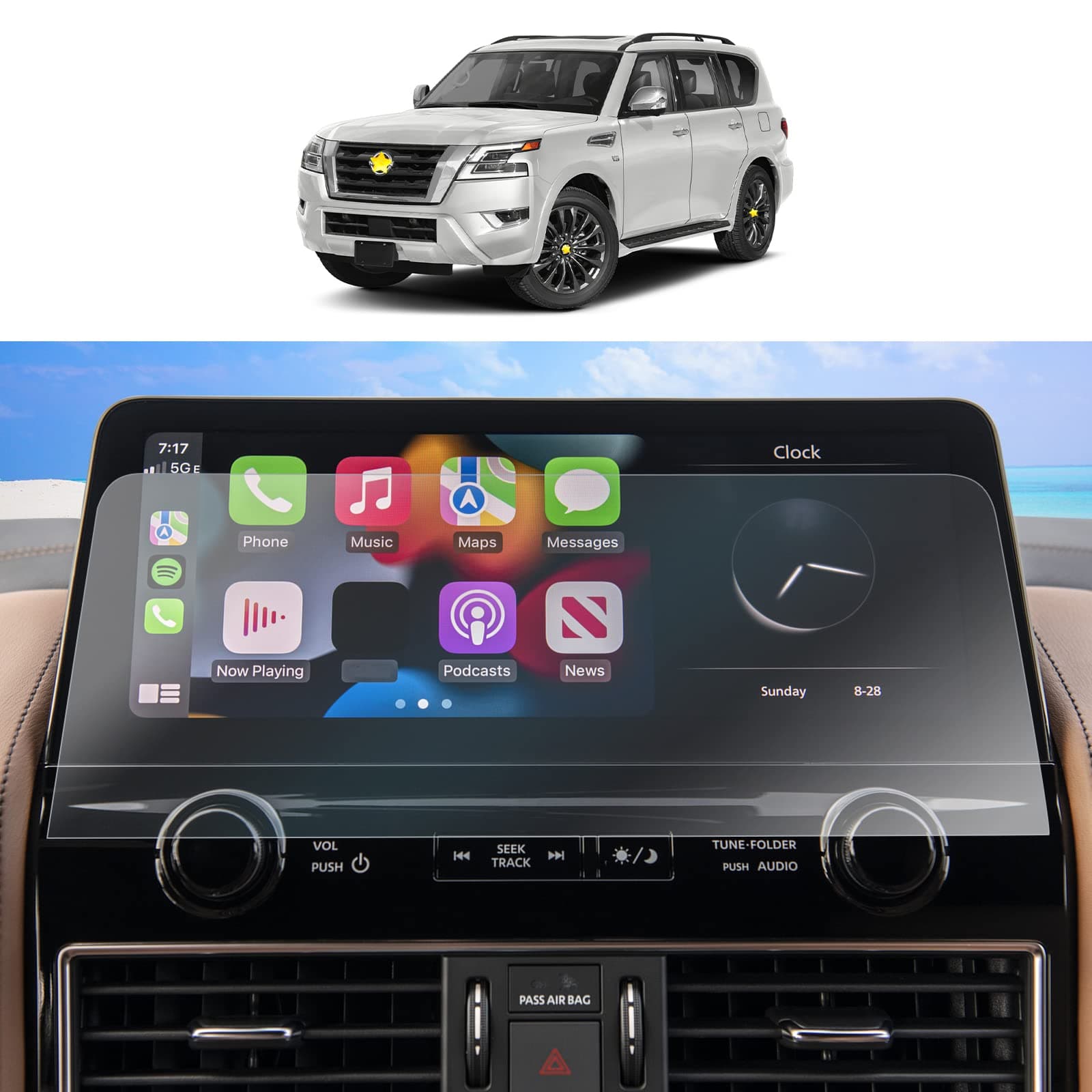 SKTU Screen Protector for 2021-2024 Nissan Armada S/SV/SL/Midnight Edition/Platinum Navigation 2023 2024 Armada Accessories HD Clear Anti-Scratch