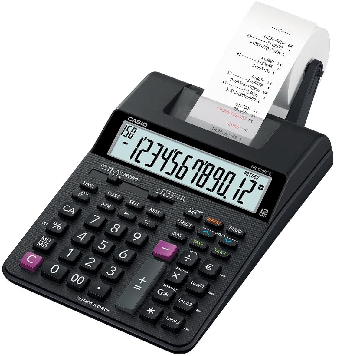 HR-150RCE-WA-EC Printing Desktop Calculator, Black