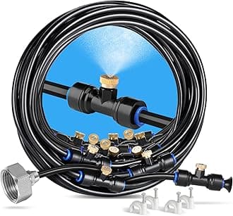 homenote Misting Cooling System 75FT (23M) Misting Line + 28 Brass Mist Nozzles + Brass Adapter(3/4") Outdoor Mister for Patio Backyard Garden Greenhouse Watering