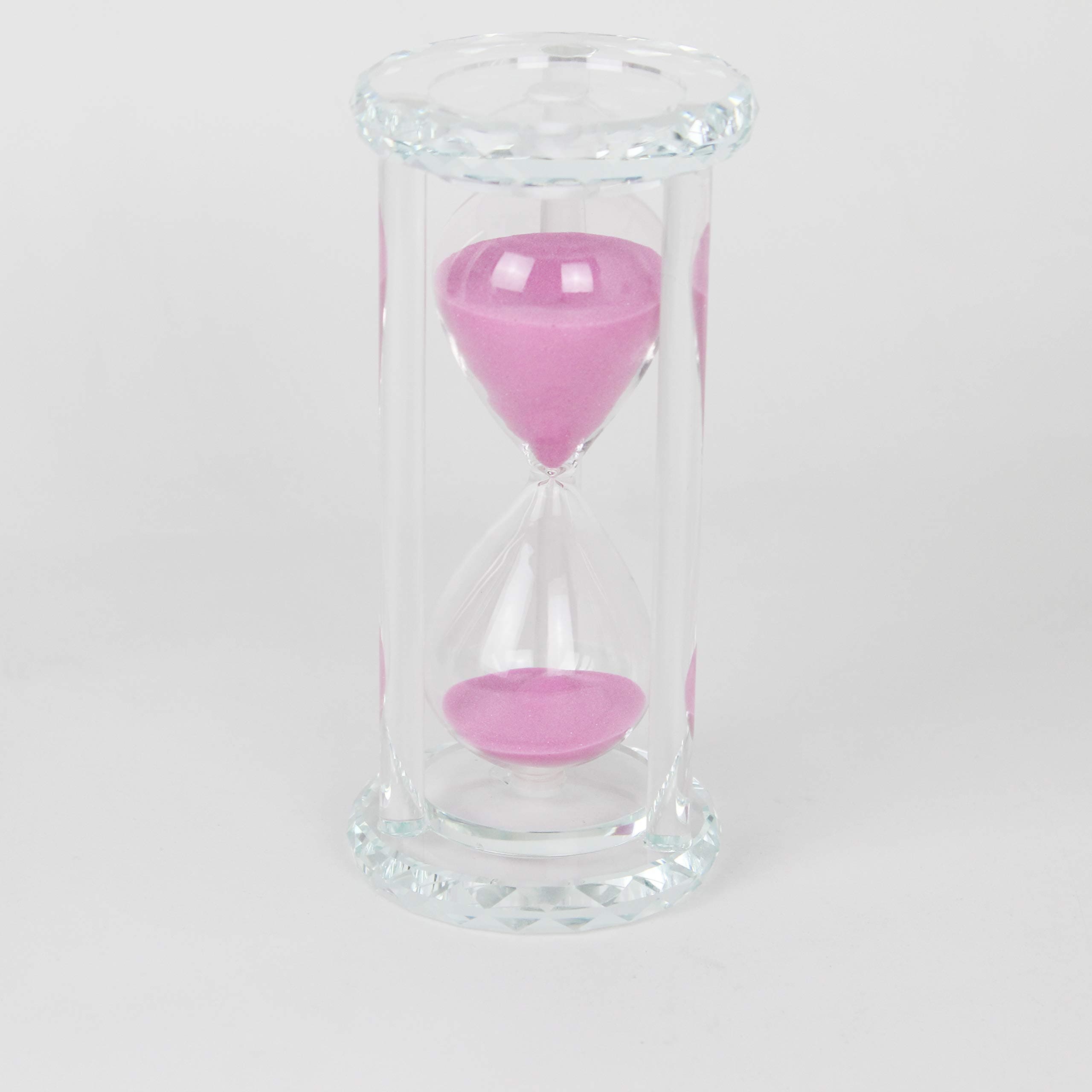 60 Minutes Hourglass Timer,Crystal Sand Timer Carving Surface,Hourglass for Kitchen Office Desk Coffee Table Book Shelf Cabinet Home Decor Birthday Gift Box Package,2 Color (Romantic Pink)