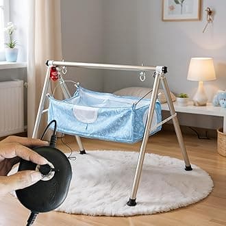 TINYTYKE Automatic Cradle for Baby - Electric Swing Cradle with Adjustable Speed - Fully-Foldable Frame with Blue Cloth and Mosquito Net - Baby Palna/Jhula for Kids of 0 to 3 Years - Carry Upto 20kgs