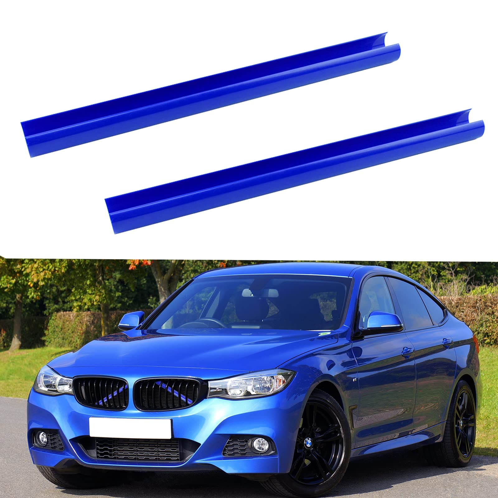 Kikuo Blue Stripes Front Grill Inserts Trim Compatible Grill Stripes with _B-M-W_ 1 2 3 4 Series, F20 F21 F40 F22 F23 F24 F44 F30 F31 Pack of 2 Q34 F 35 F32 F33 F36 G29