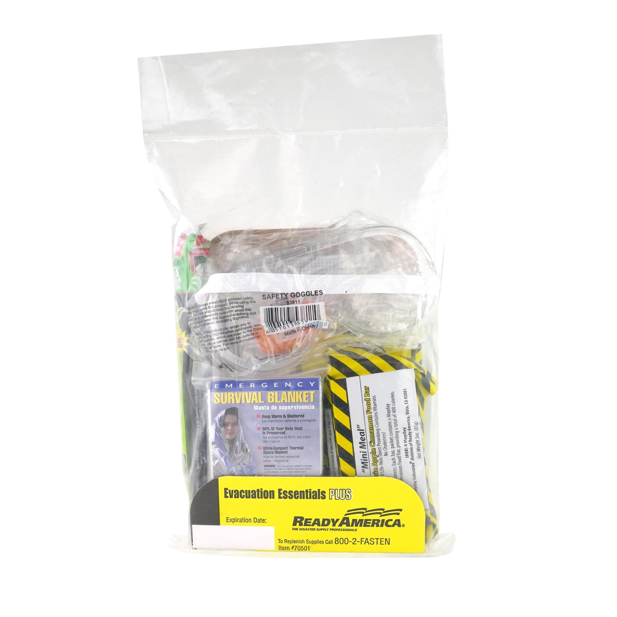 Evacuation Essentials Plus Kit, Earthquake, Fire, Flood, Hurricane, Bug Out Bag, 5-Year Food, 5-Year Water, Emergency Preparedness Kit, Compact Survival Bag For Office, Home, Car, 1 Pack