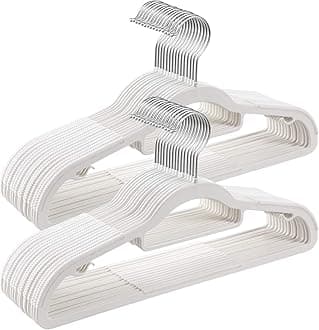 SONGMICS Pack of 30 Coat Hangers, Heavy-Duty Plastic Hangers, Non-Slip, Space-Saving Clothes Hangers, 0.2 Inches Slim, 16.5 Inches Wide, 360° Swivel Silver Hook, White UCRP20WT30