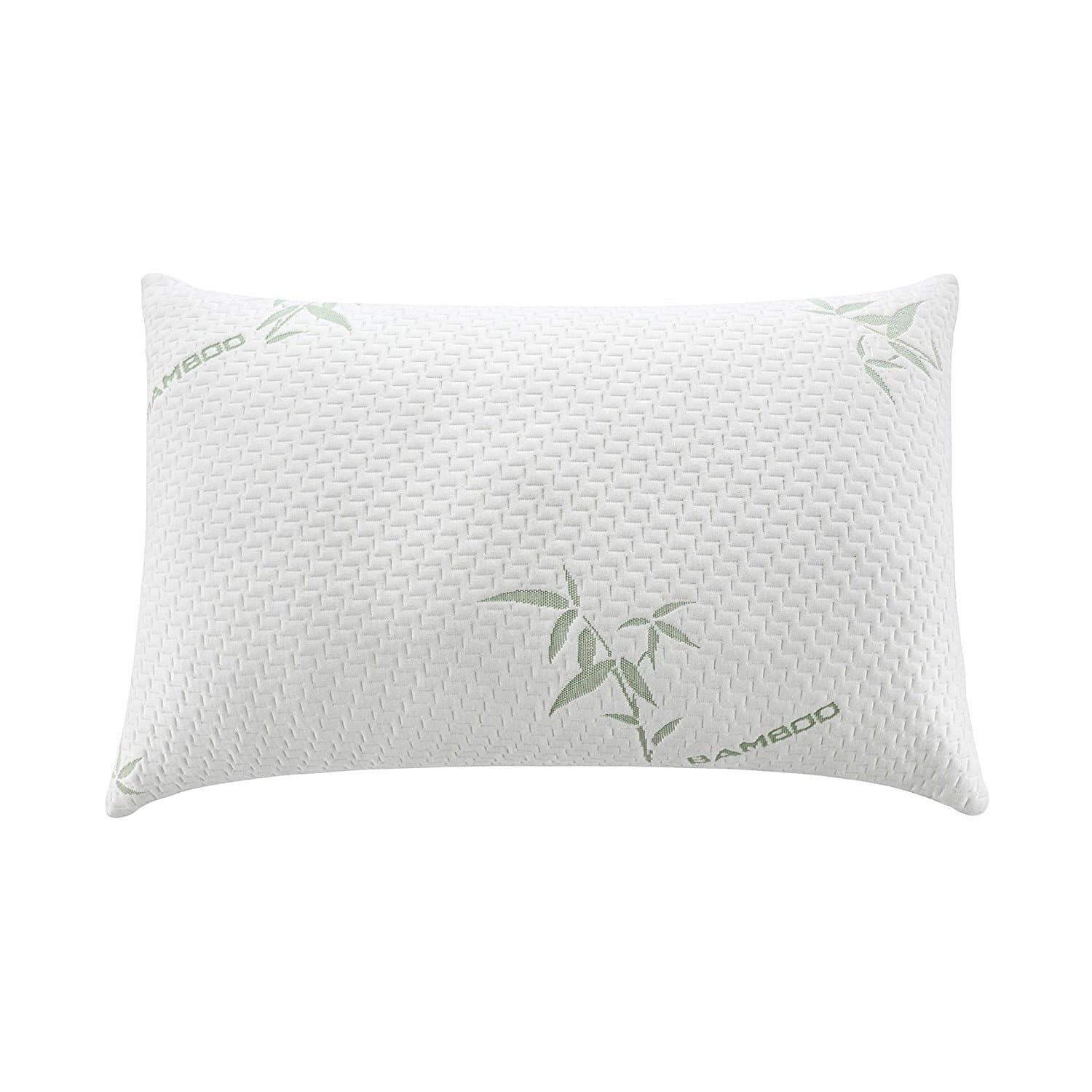 Premium Quality Shredded Memory Foam Pillow with a Removable Washable Soft Zip Bamboo Fiber Cover - Assorted Sizes and Luxury Design