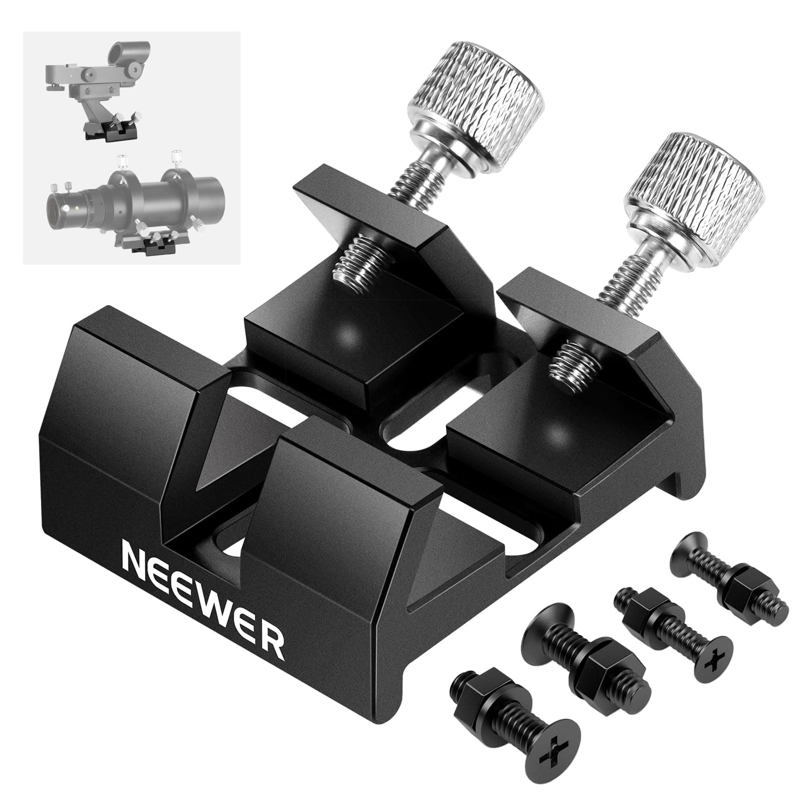 NEEWER Universal Dovetail Base Telescope Mount for Finder Scope Laser Pointer, Dovetail Clamp with Two Thumbscrews, M5/M4 Screws, LS-15