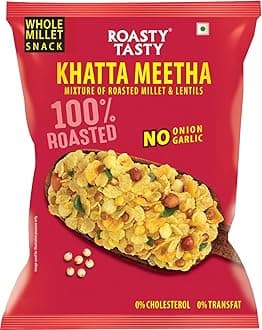 - Roasty Tasty Khatta Meetha Roasted Millet Namkeen Snack 200gm | Oil-Free, Millet Snack For Kids | No Onion, No Garlic | Healthy Snacks
