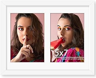 8.5x11 Double 5x7 Picture Frame Double Picture Frame Displays Two 5x7 inch Photos Available Horizontal Wall Mounting Display and Vertical White