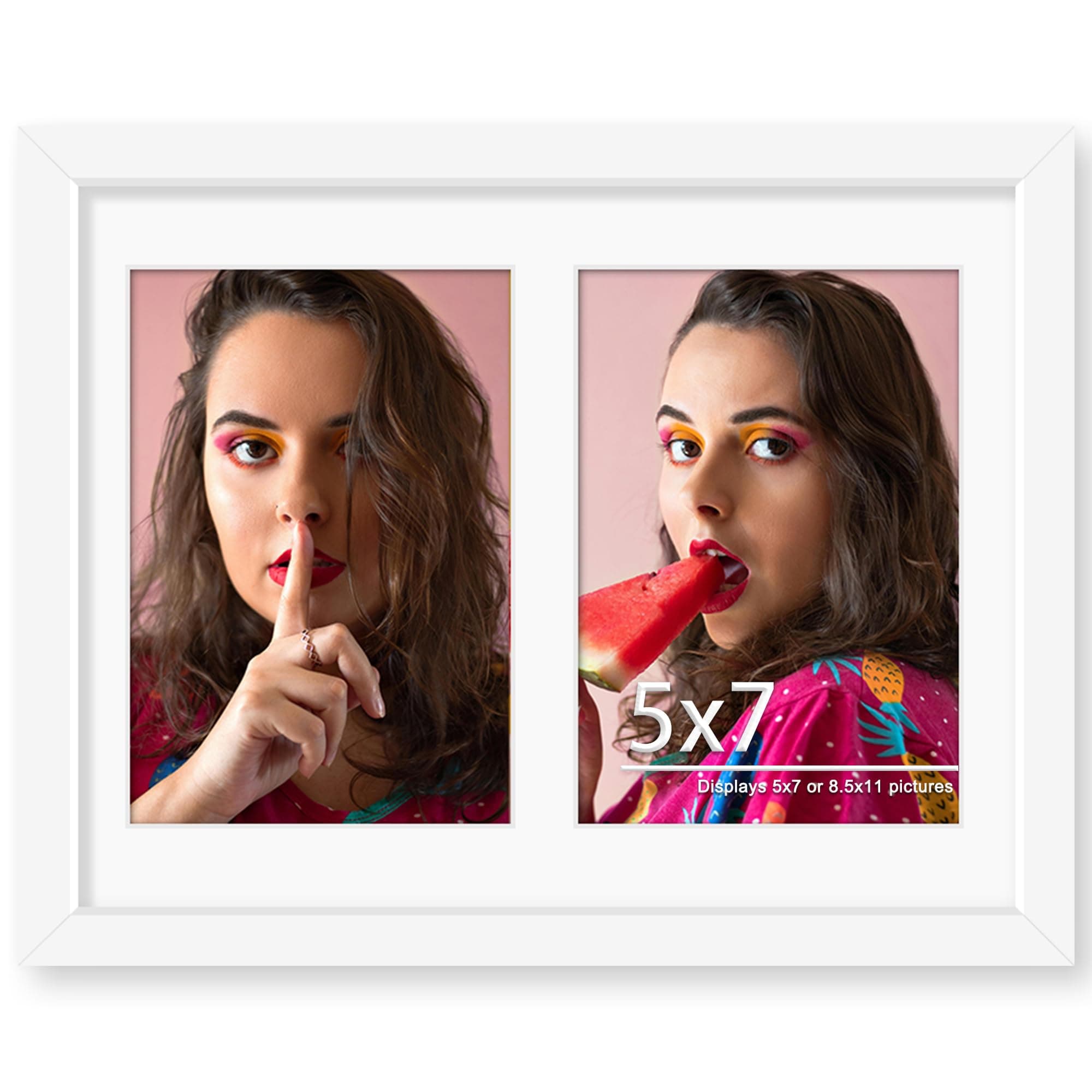 8.5x11 Double 5x7 Picture Frame Double Picture Frame Displays Two 5x7 inch Photos Available Horizontal Wall Mounting Display and Vertical White