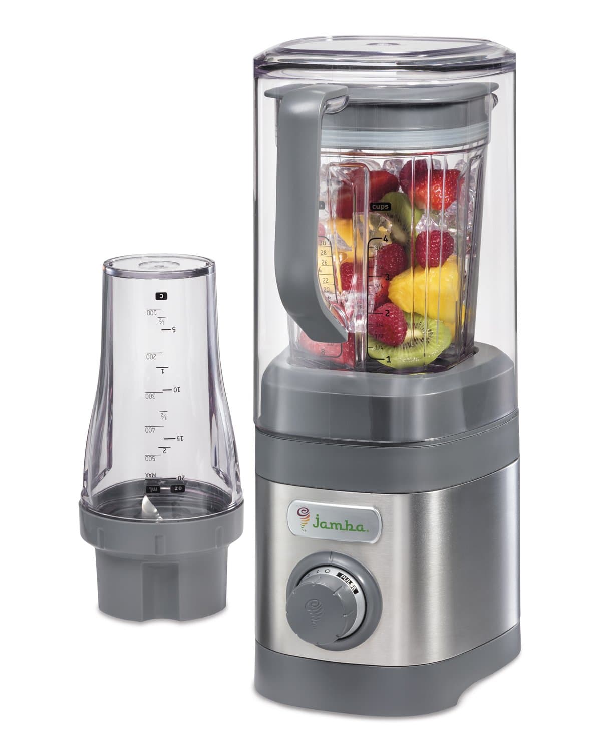Jamba Appliances Quiet Shield Blender with 32 oz & Personal Single Serve 20 oz Jars, Gray (58916)