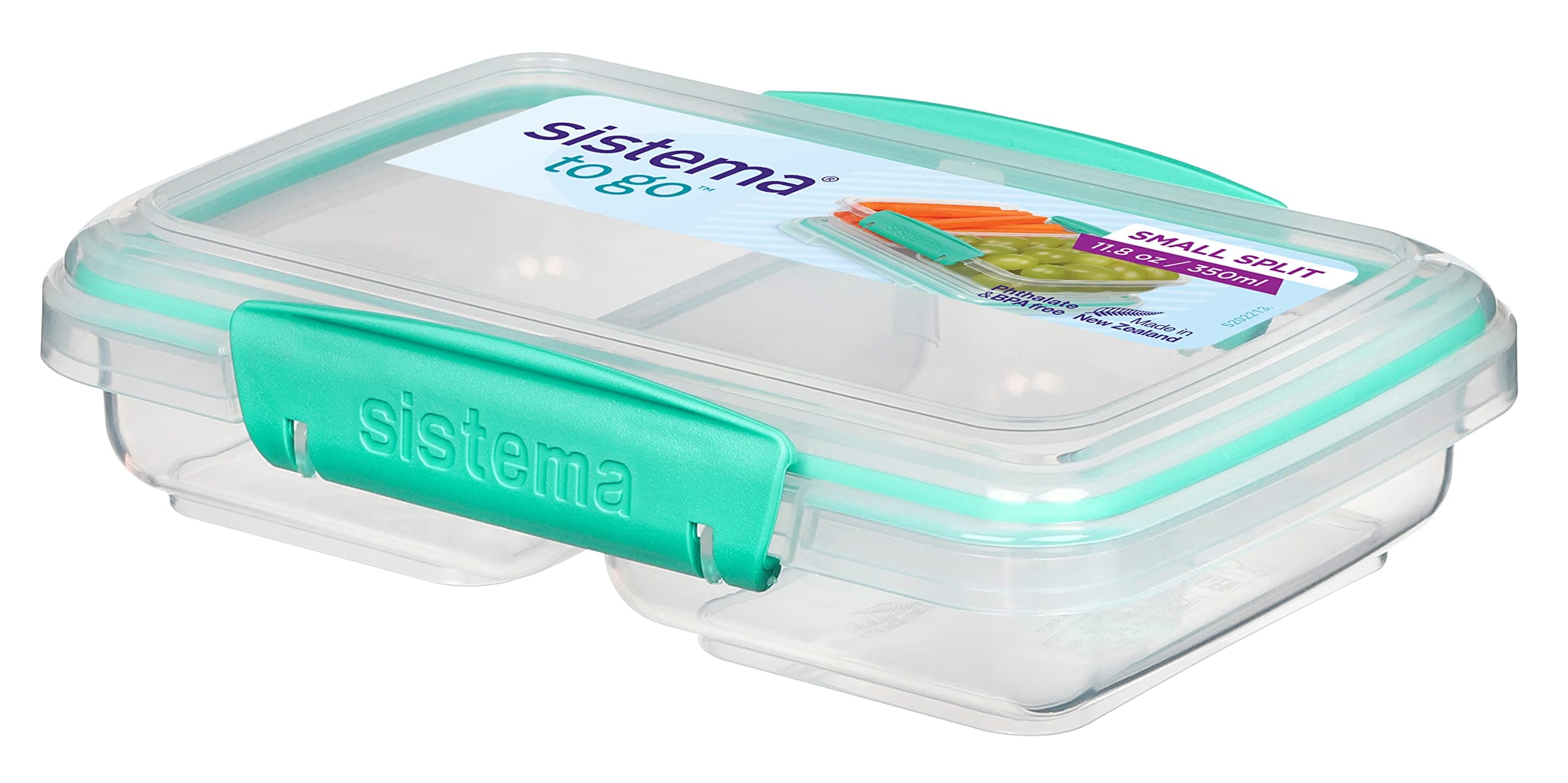 Sistema Small Split TO GO Food Storage Container | 350 ml | Lunch Box with Compartments | BPA-Free | assorted colors