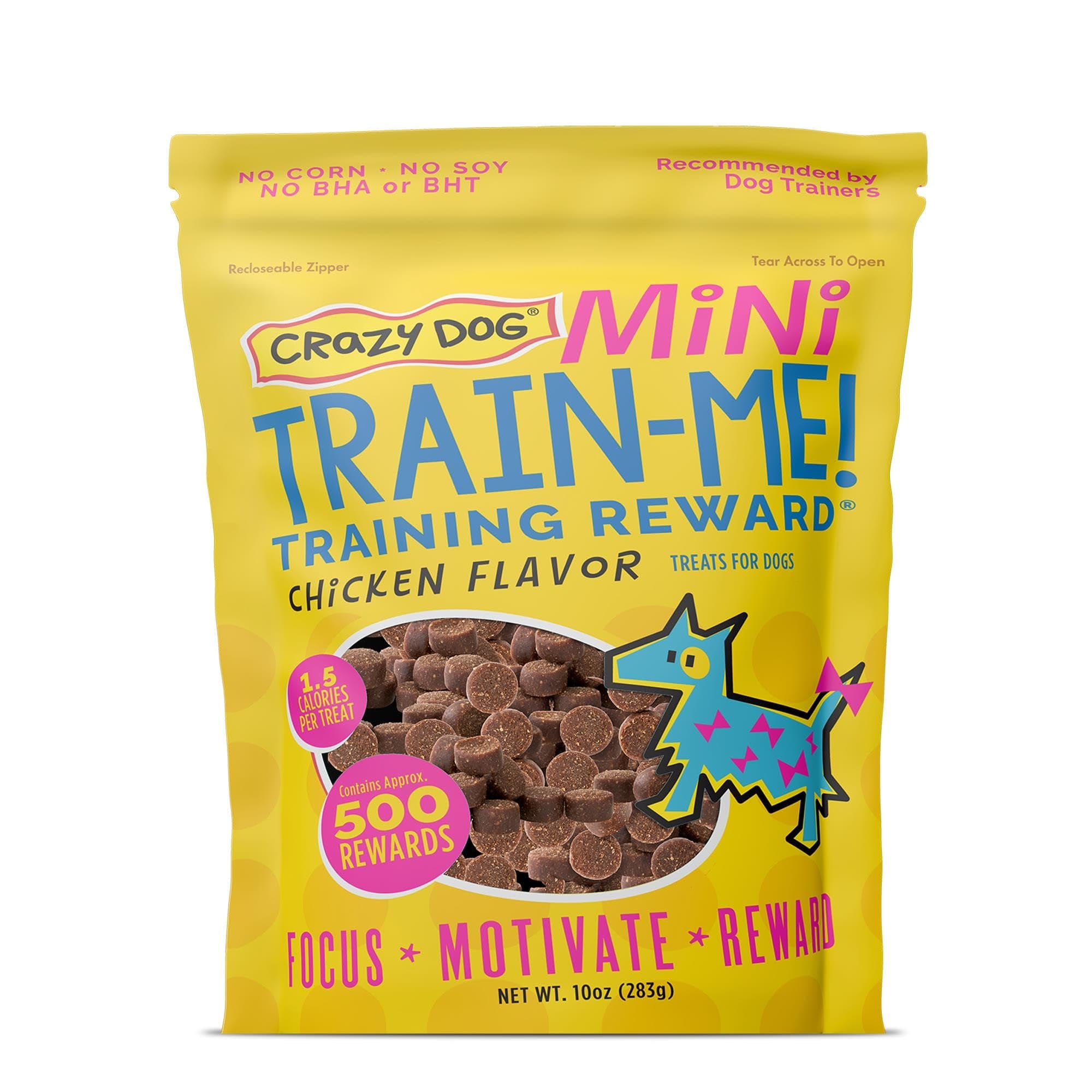 Crazy Dog Mini Train-Me! Training Treats 10 oz. Pouch, Chicken Flavor, with 500 Treats per Bag, Recommended by Dog Trainers.