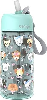 Kids Water Bottle - New & Improved 2023 Leak-Proof, BPA-Free 15 oz. Cup for Toddlers & Children - Flip-Up Safe-Sip Straw for School, Sports, Daycare, Camp & More (Puppy Love)