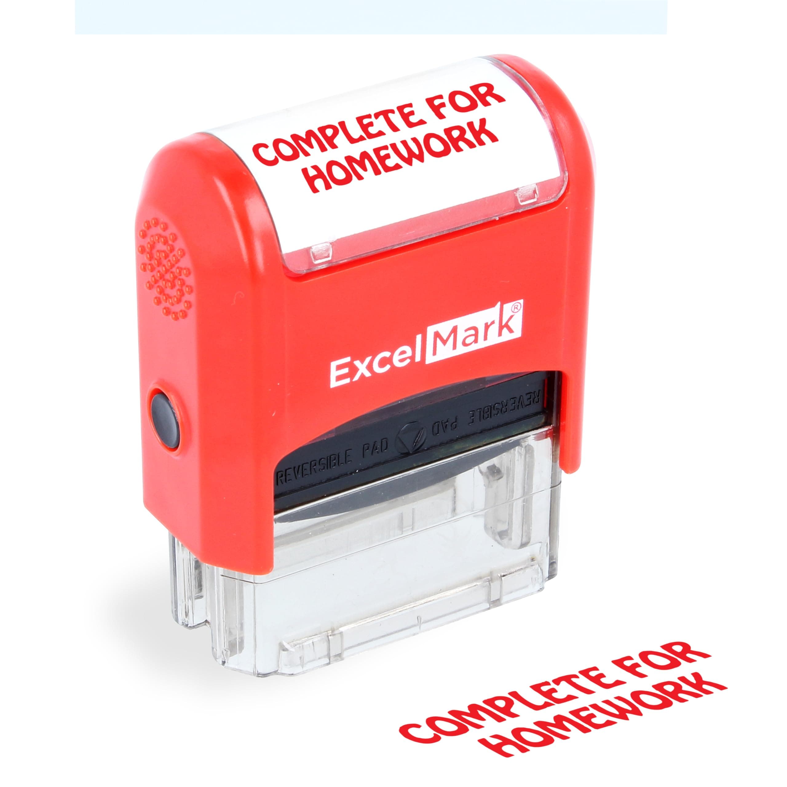 ExcelMark Complete for Homework - Self-Inking Two-Color Rubber Teacher Stamp - Perfect for Grading Homework - Red and Blue Ink