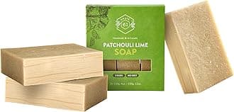 Crate 61, Handmade Vegan Natural Bar Soap Cold Pressed For Face And Body, With Premium Essential Oils, Eucalyptus & Peppermint For Men And Women 3 Pack (Patchouli Lime)