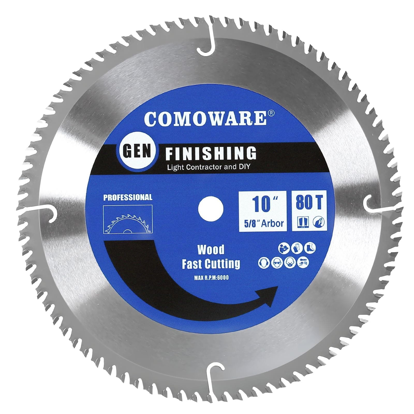 10 inch Miter Saws Blade, 80T ATB Circular Saw Blade, 5/8" Arbor, TCT Carbide-Tipped, Anti-Vibration, Teflon Anti-Stick, Miter Saws Blades for Wood, Laminate, Plywood & Hardwoods