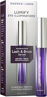 Eye Illuminations Lash & Brow Serum, Promotes Thicker, Fuller-Looking Lashes & Brows with Biotin, Peptides & Hyaluronic Acid to Nourish, Soften & Condition, 0.12 Fl Oz (3.8 mL)