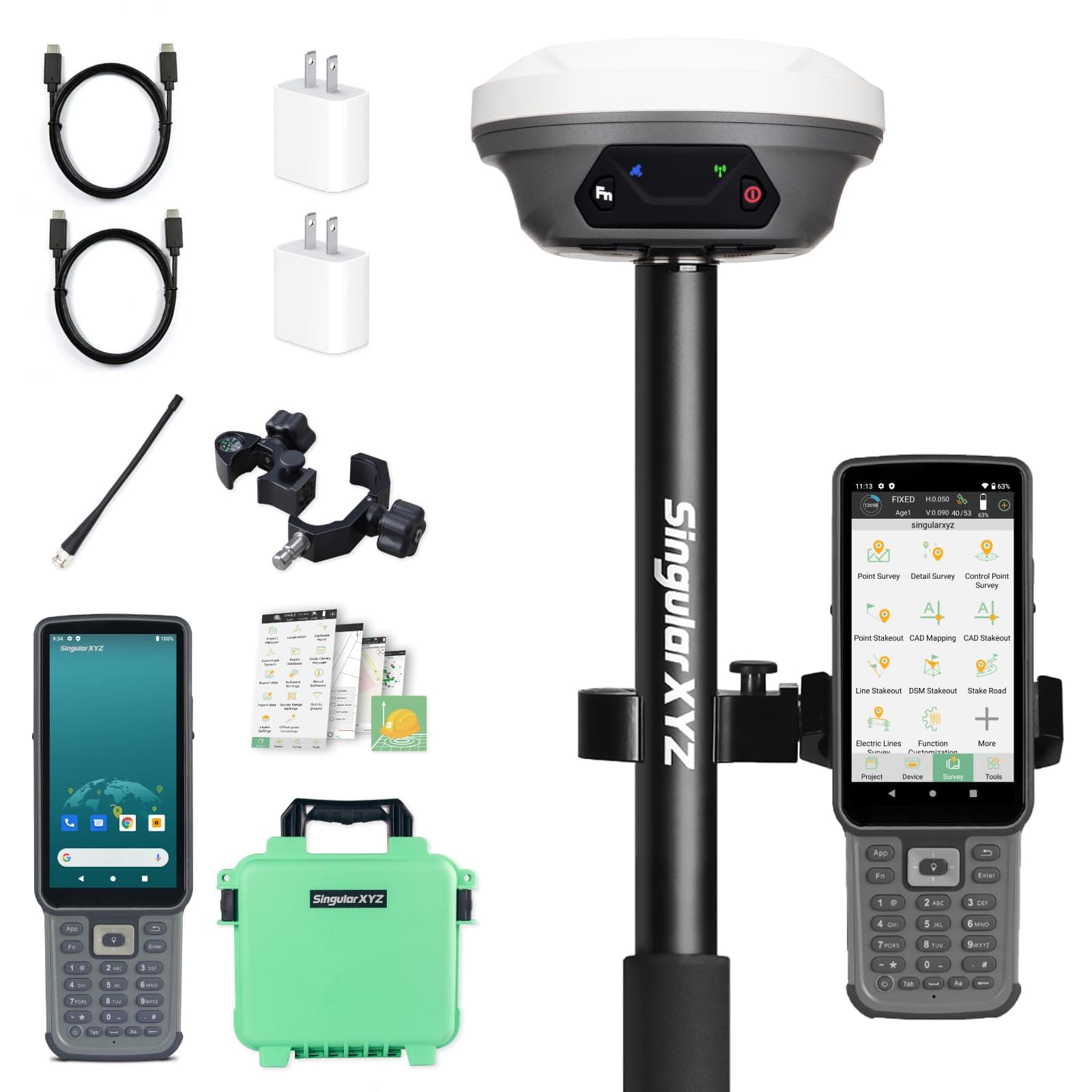 E1 GNSS IMU RTK GPS Surveying Equipment Rover Receiver Rtk Gnss Handheld Collector and Survey Software, 1408 Channels, 1cm Accuracy, 5km Distance