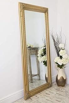 MirrorOutlet Large Gold Ornate Shabby Chic Full Length Wall/Leaner Mirror-Rectangular for Lounge, Dining Room, Bedroom, Bathroom and more-178X87cm. UK's Largest Stockist, Wood, 178 x 87