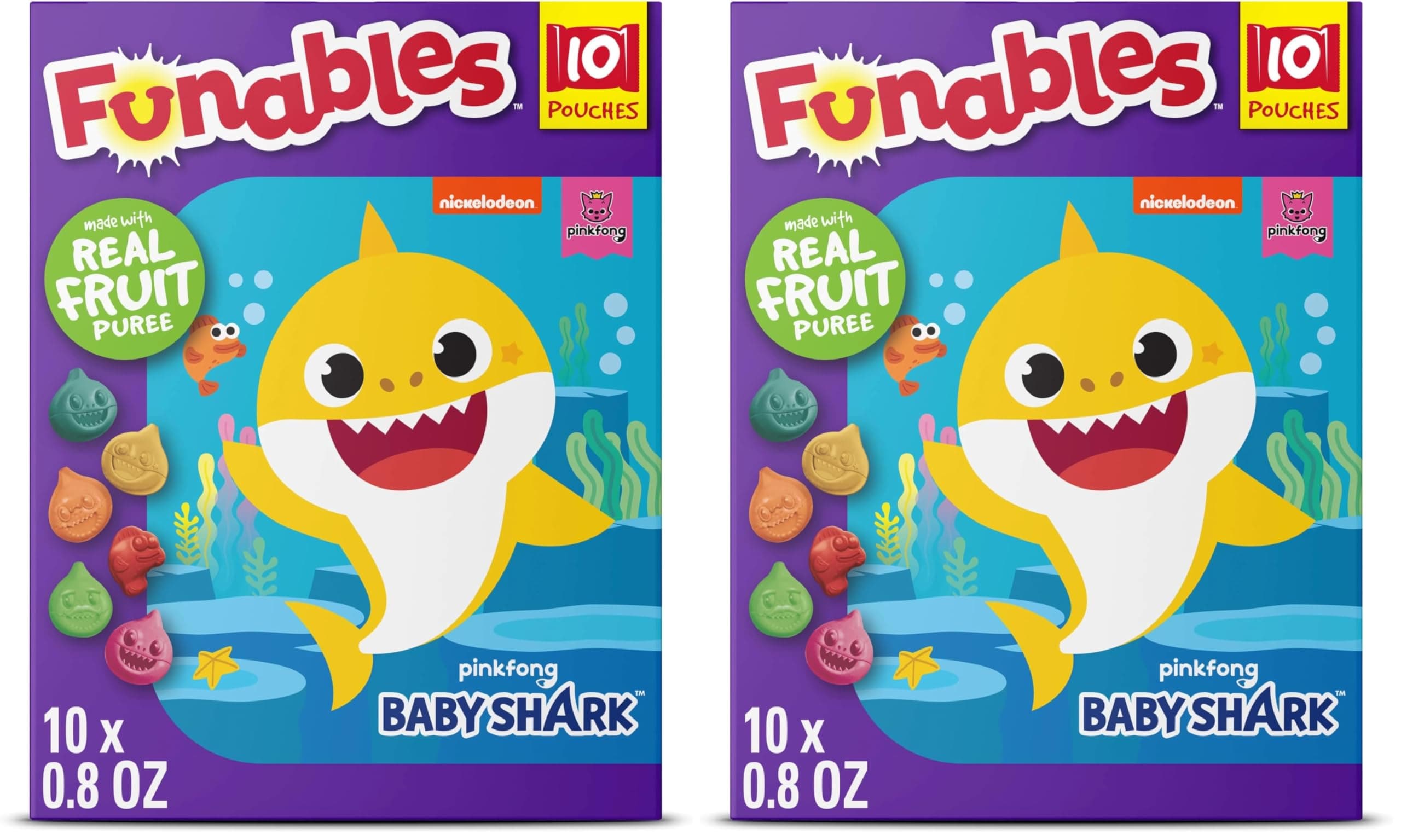 Fruit Snacks, Baby Shark, 10ct (Pack of 2)