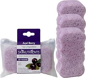 Body Wash in a 20+ Wash Sponge, Acai Berry, 3 Count