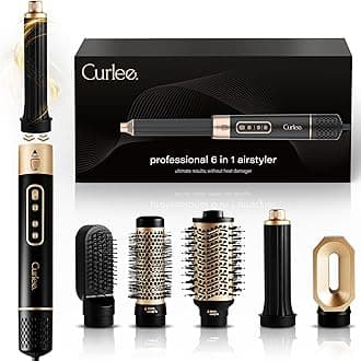 Hair Dryer Brush 1200 Watts 6 in 1 Hair Accessories Blow Dryer Automatic Curling Iron with Storage Box in Black for Curl Enhancing Hair Smoothing Volumizing Styling - by Curlee