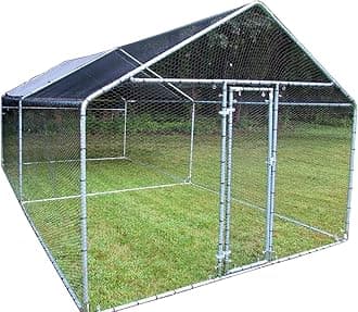 Chicken Run 10x10/20/30 ft. Movable Coop Poultry Dog Rabbit Hen Cage Pen Metal (10'x30') Does NOT Include Long Pipe
