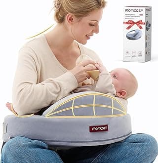 Momcozy Innovative Safety Guard Nursing Pillow - Firm & Springy Memory Foam - Stable, Ergonomic Support & Comfort - Wider Breastfeeding Cushion, Adjustable, Removable Cover, Baby Safety Certified