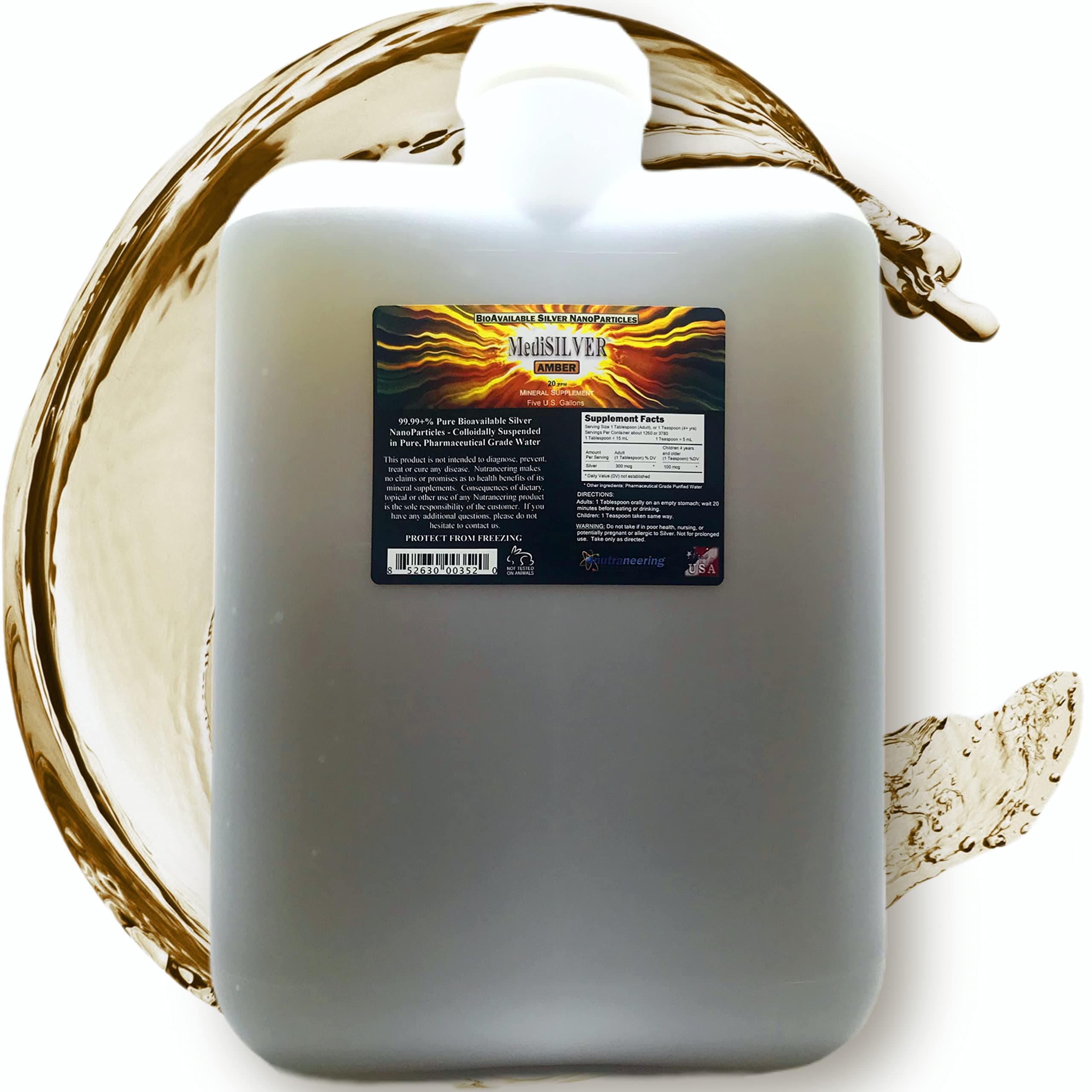 Immunity Booster Traditional True Colloidal Silver AgNP Nutrient - 5 Gallons in Opaque Plastic Carboy