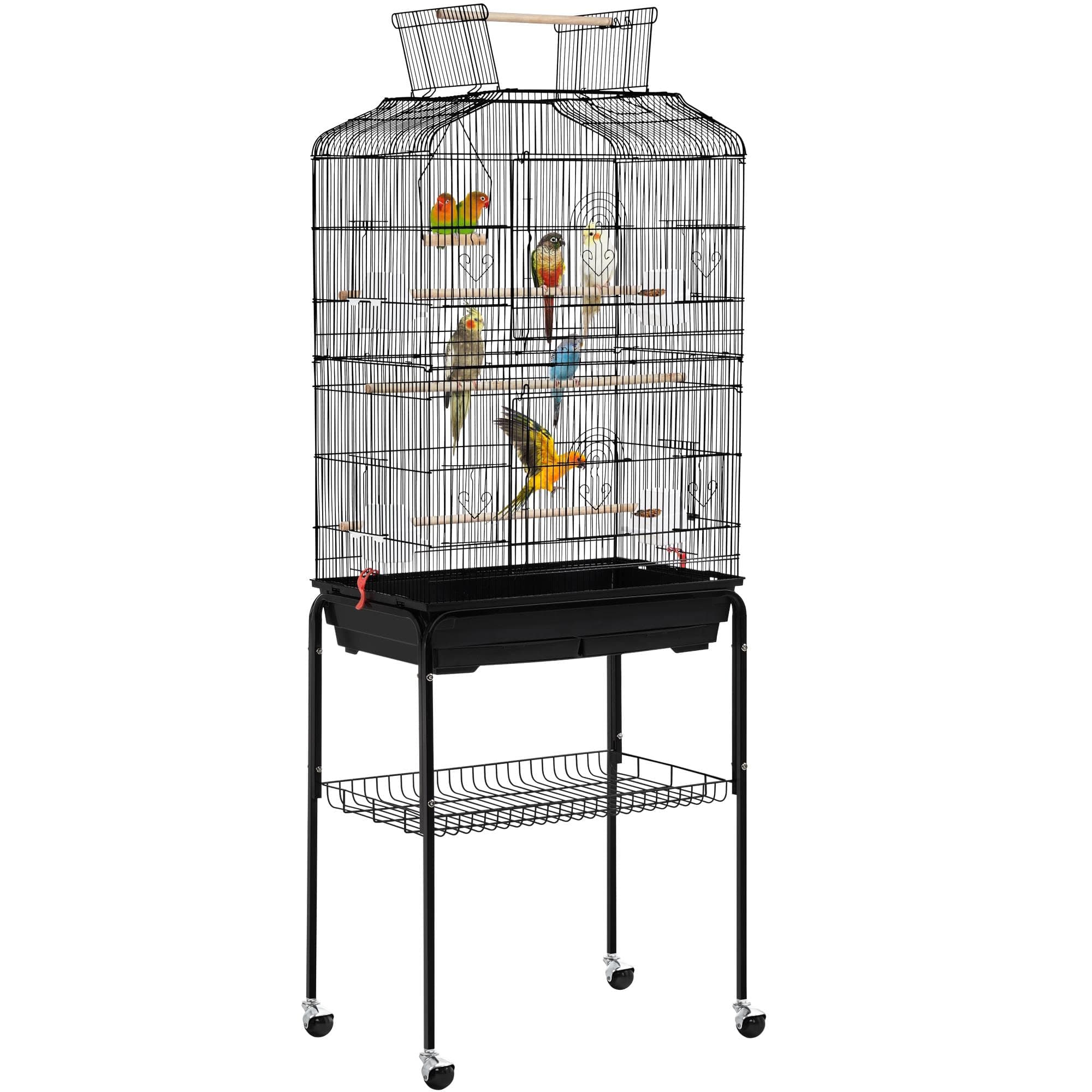 Yaheetech 67.5inch Height Extra Large Bird Cage Cockatiel Cage Metal Parrot Cage w/Slide-Out Tray & Feeders & Detachable Rolling Stand