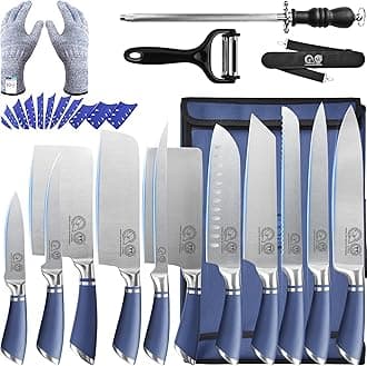 XYJ Knives,Professional Knife Sets for Master Chefs,11-pcs Chef Knife Set with Bag,Meat Cleaver Butcher for Camping
