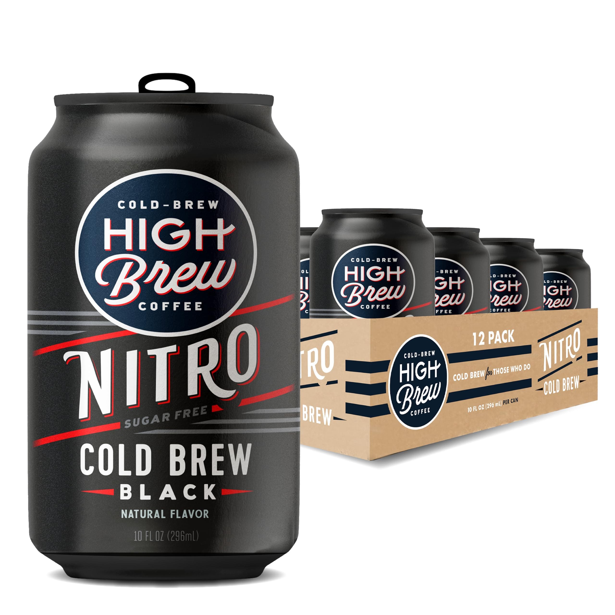High Brew Coffee, Nitro Black, Cold Brew Coffee, Sugar Free, Dairy Free, 10 Fl Oz, Ready-To-Drink (Pack of 12)