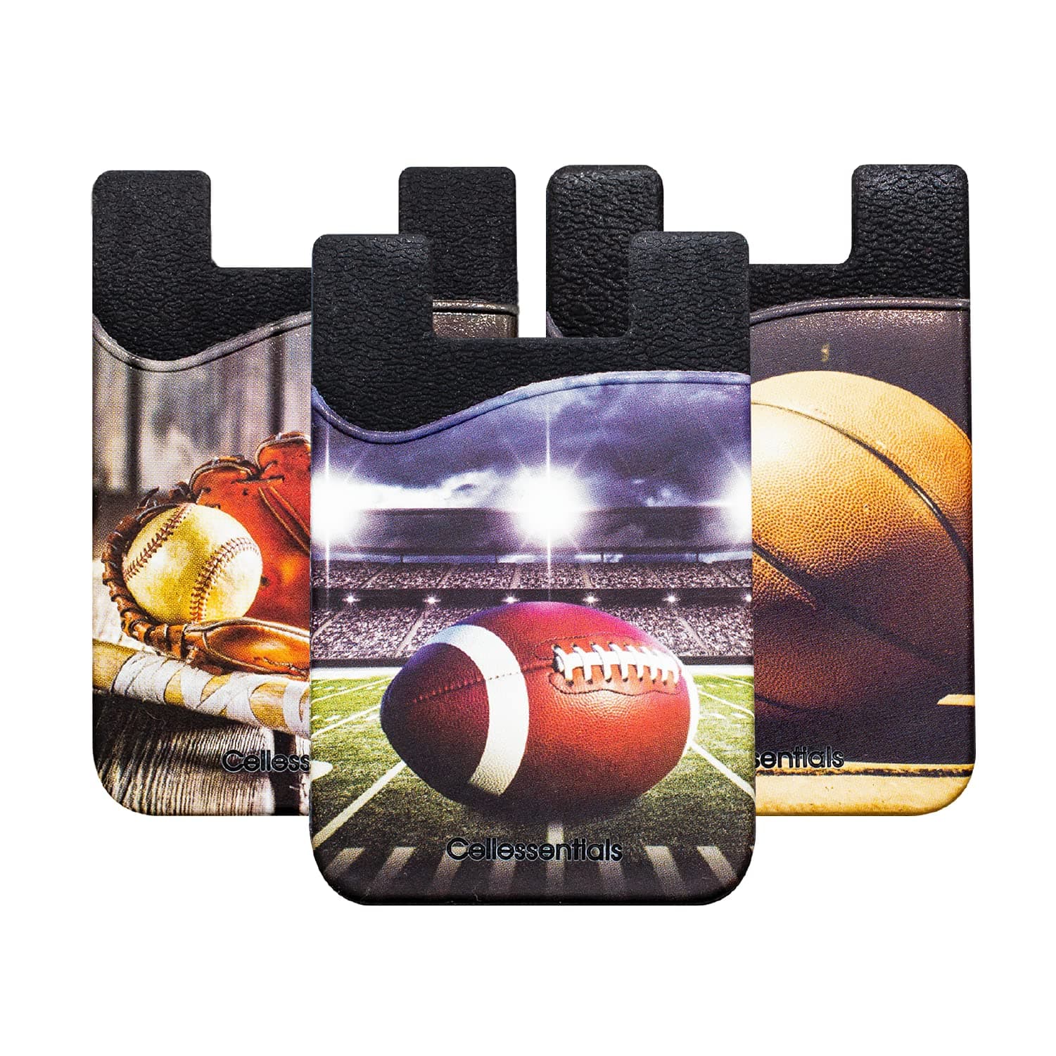 USA Merchant - Cellessentials Redesigned Card Holder - Silicone Stick on Cell Phone Wallet with Pocket for Credit Card ID Business Card - iPhone Android & Smartphones (Sports)