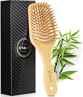BFWood Bamboo Paddle Hairbrush with Bamboo Bristles for Massaging Scalp