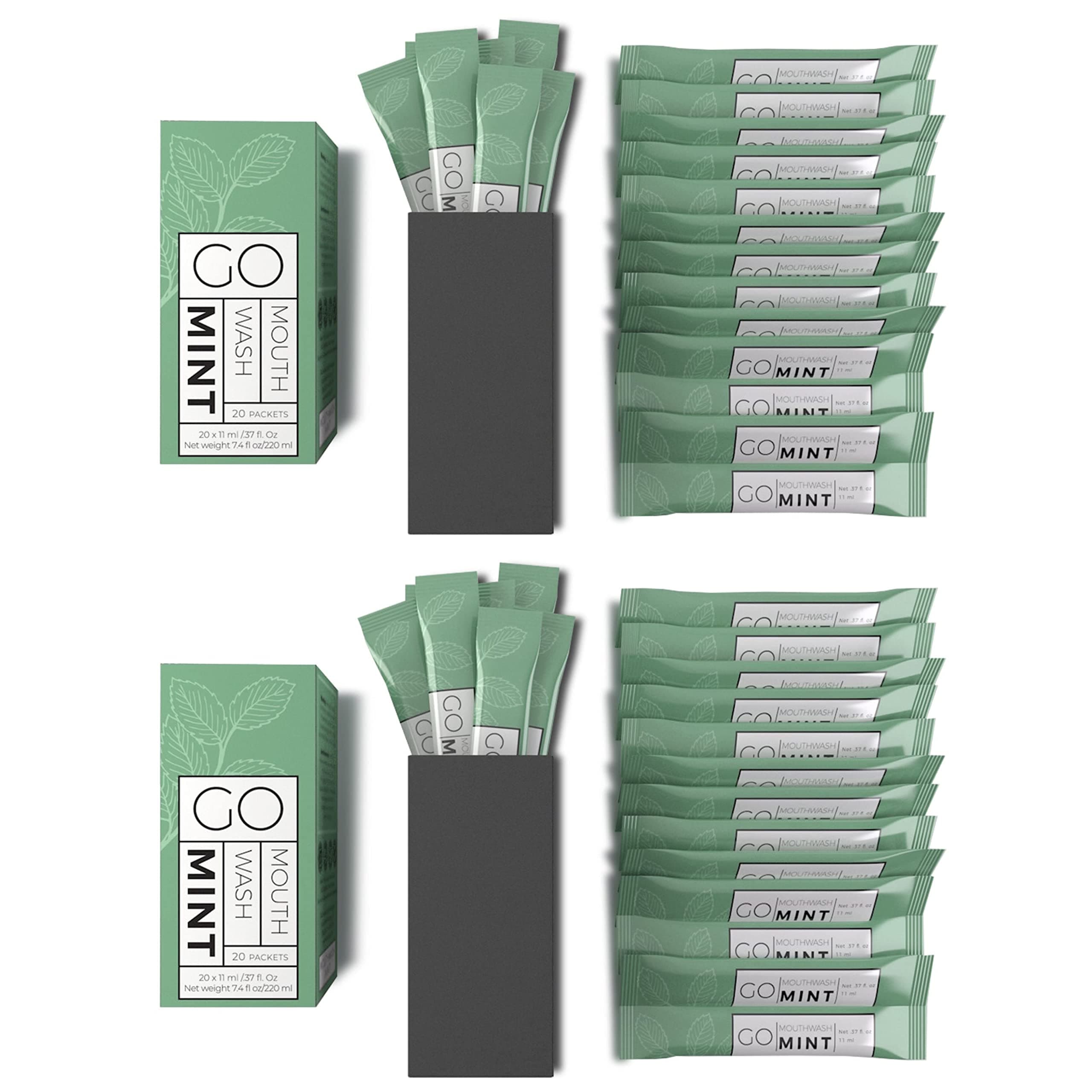 GO Travel Size Mouthwash Packets – Individual Mini Single Packets for Fresh Breath - TSA Compliant - Smart Packet Design to Reduce Travel Bottle Waste. Alcohol-Free.