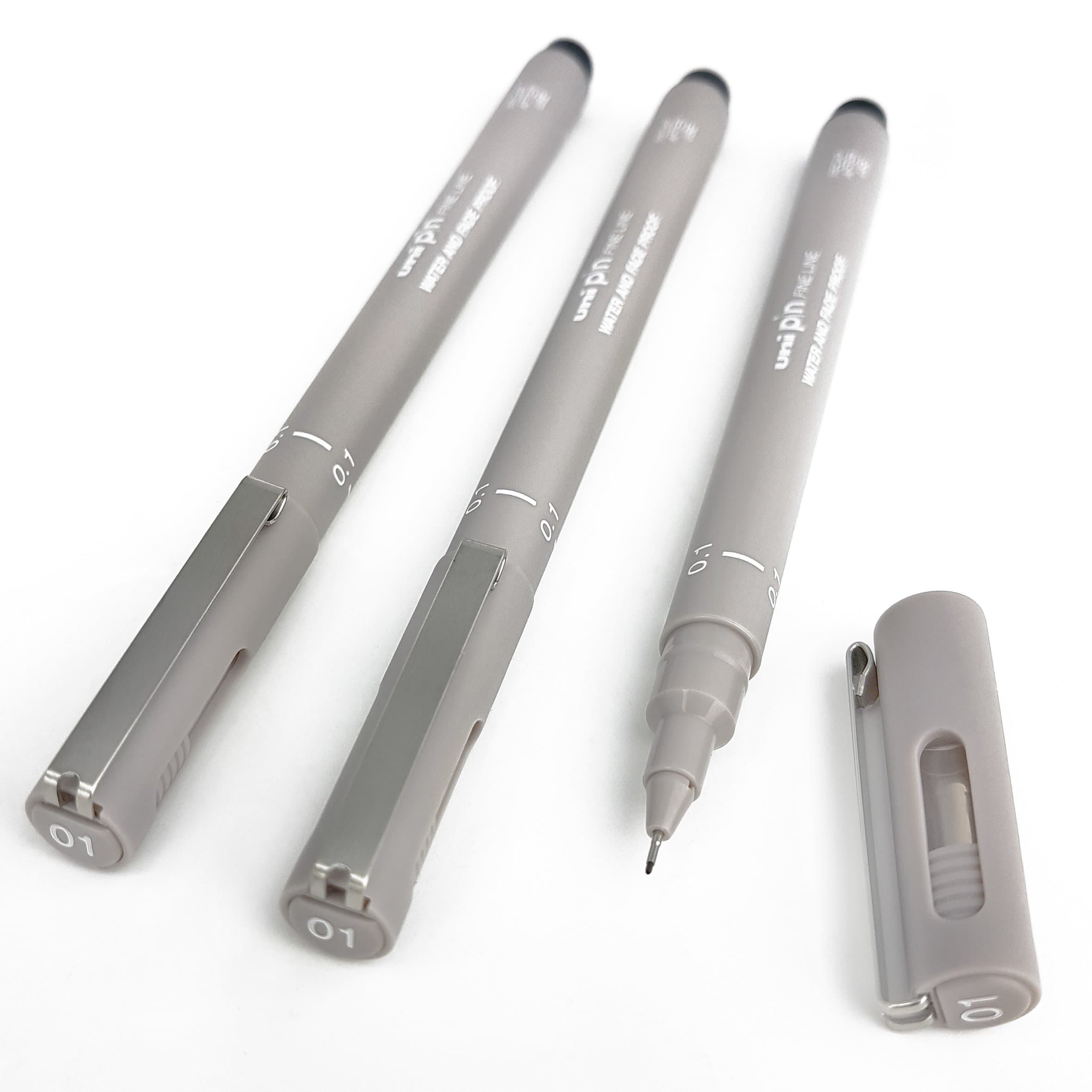 Uni Pin Fineliner Drawing Pen - Light Grey Tone - 0.1mm - Pack of 3