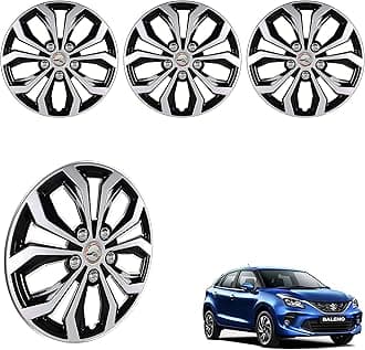 WolkomHome car Wheel Cap, Hub Cap Wheelcover 15 Inch Wheel Cover for Baleno 2020 (Vizzion Dual Color Silver Black)