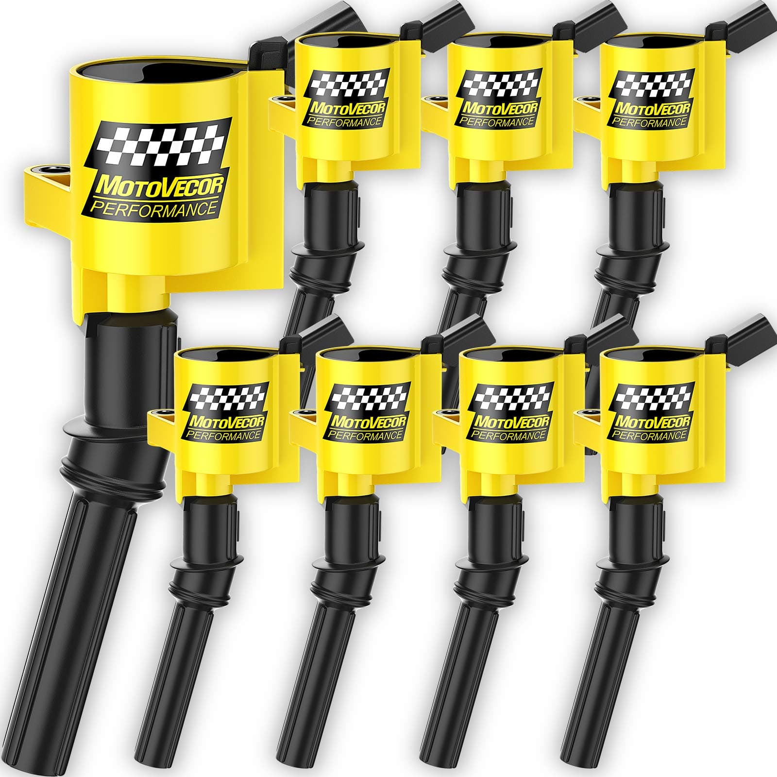 Ignition Coil DG508 8 Pack High Performance High Energy for Ford F-150 F150 F250 F-250 F-350 4.6L 5.4L V8 DG508 DG457 DG472 DG491 EXPEDITION MUSTANG CROWN VICTORIA LINCOLN MERCURY (Yellow)