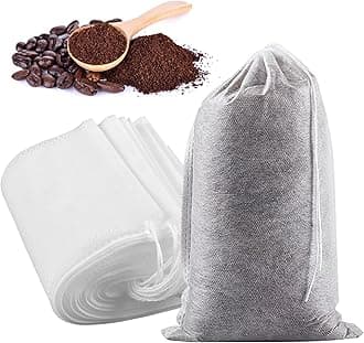 Yzurbu 200pcs 4''x6'' Cold Brew Coffee Filter Bags, No Mess Disposable Filter Bag with Drawstring for Coffee Grounds & Ice Tea